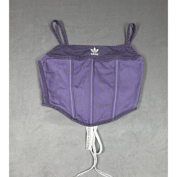adidas Tops - Adidas x Ksenia Schnaider Denim Corset Top Purple Women's 12 Cotton Lace Up